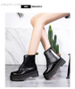Leather Muffin Martin Boots with Thick Boots And Ankle Straps Martin Work Boots