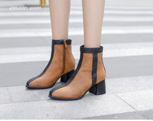 Women's Dress Boots Autumn Winter High Heel Warm Boot Leather Ankle Boots Women's Ankle Boots Low Heel