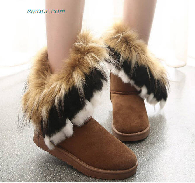 Women's Fashion Fur Boots Ladies Winter Warm Ankle Boots Sperry Duck ...